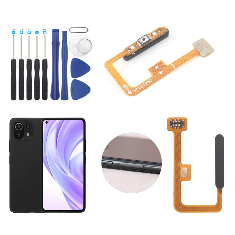 Fingerprint Sensor Flex Cable Replacement for Xiaomi Mi 11 Lite 4G/5G Power On Off Button Flex Cable with Tools