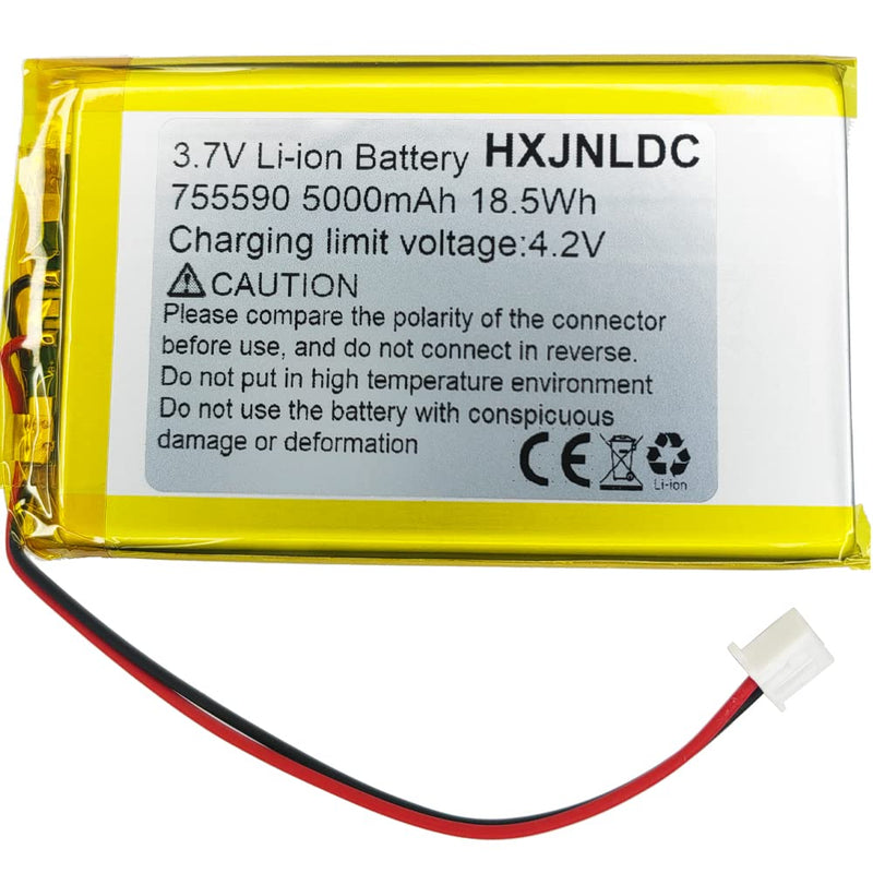 DC 3.7V 5000mAh 755590 li-ion Lithium Ion Polymer Battery Replacement for DIY 3.7-5V Electronic Product, Mobile Energy Storage Power Supply