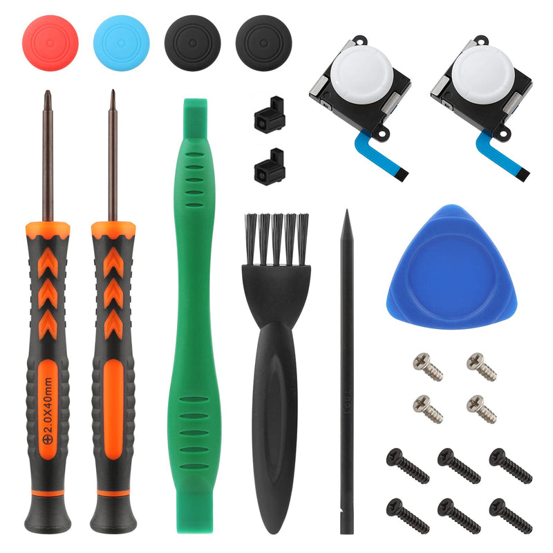 Joystick Replacement for Switch Lite, 25pcs Joystick Replacement for Joycon Including 3D Replacement Joystick Analog, Thumb Sticks Caps, Triwing & Cross Screwdriver, Brush for Repairing