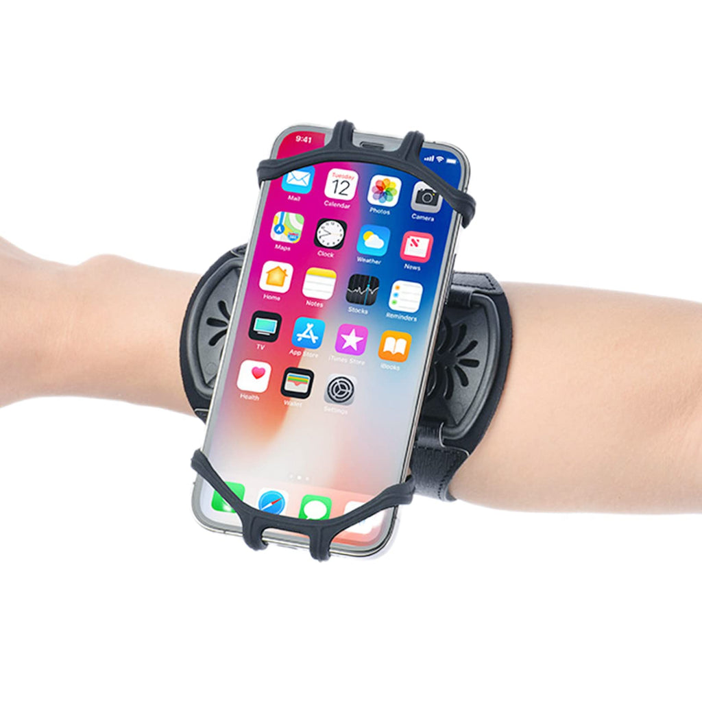 Wristband Phone Holder for Running, 360 Degree Rotatable & Detachable Sports Armband with Key Holder Fits All 4-6.7 Inch Smartphones, Suitable for Biking Hiking Running Walking