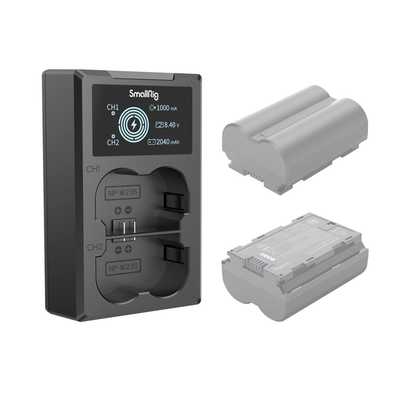 SmallRig NP-W235 Dual Slot Battery Charger for Fujifilm NP-W235 Battery for Fujifilm X-T4, GFX 100S, for Fujifilm GFX 50S II, VG-XT4-4085