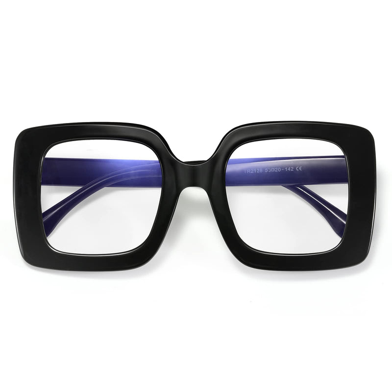 MACJERO Oversized Fashion Square Blue Light Blocking Glasses for Women Computer Eyeglasses Anti Glare Eyestrain Black