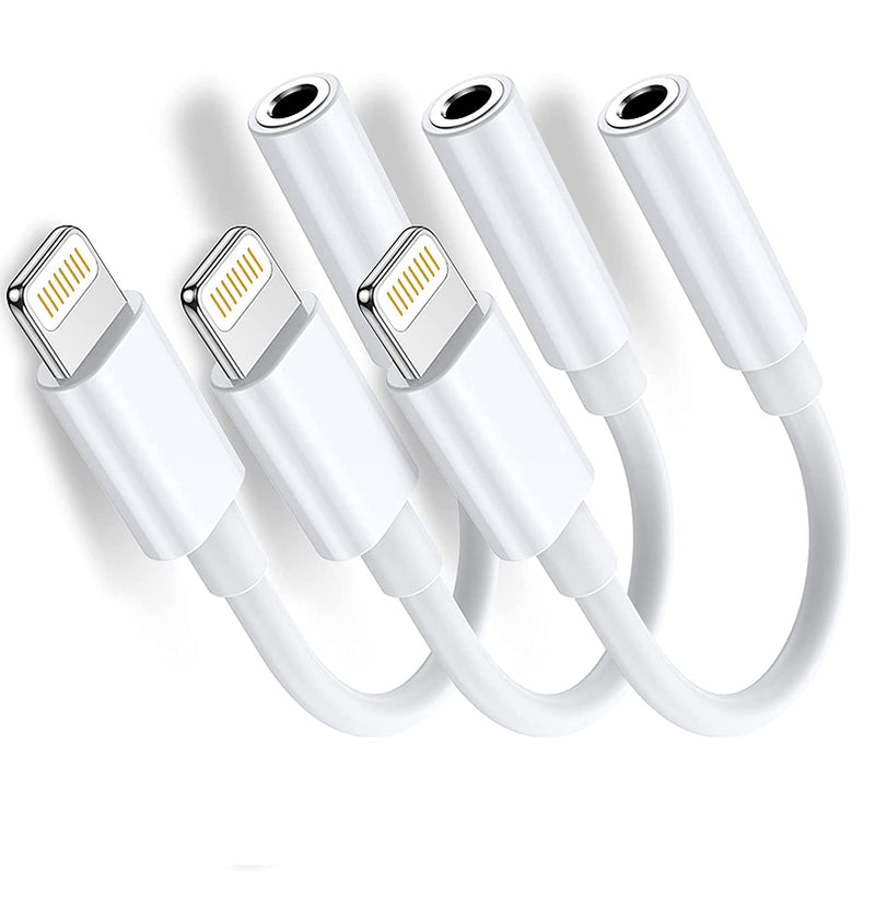 3Pack Lightning to 3.5 mm Headphone Jack Adapter,[Apple MFi Certified] iPhone 3.5mm Headphones Earphones Jack Aux Audio Adapter Dongle for iPhone 14 Pro Max 13 12 11 Pro SE XS X 8 7,Support All iOS