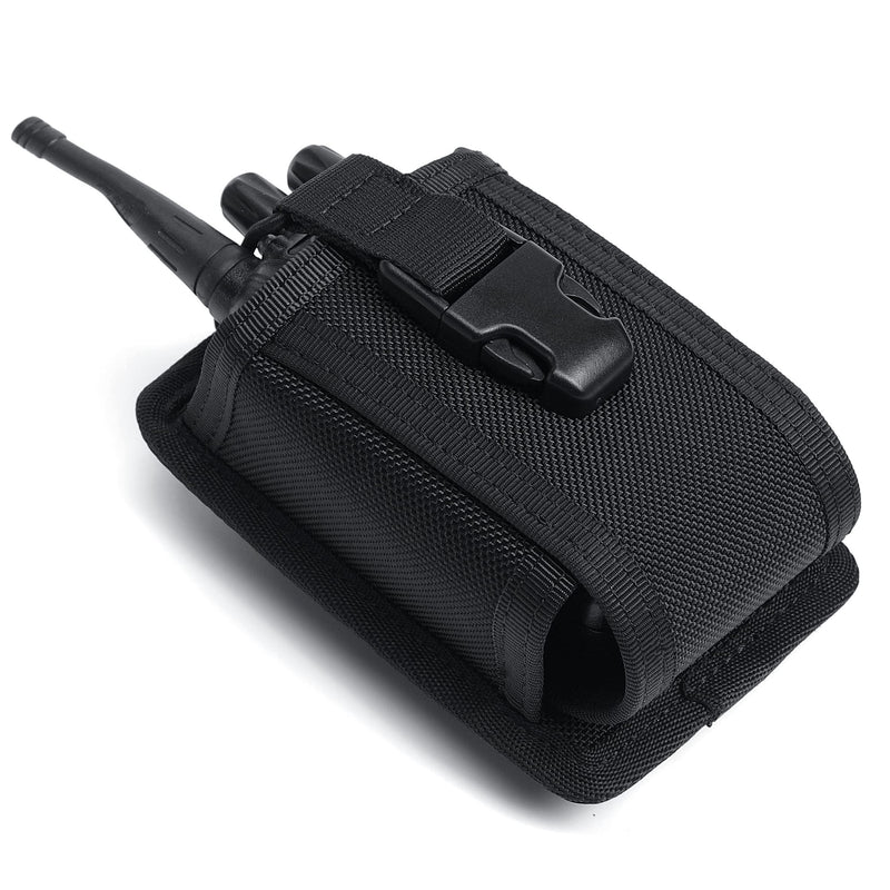 TACNEX Universal Radio Holster Tactical Radio Holder Elastic Walkie Talkies Pouch Two Ways Radio Nylon Case w/ MOLLE Strap Duty Belt Clip for Police Leo Security Firefighter Rescue EMS EMT Military Black Full Nylon Construction