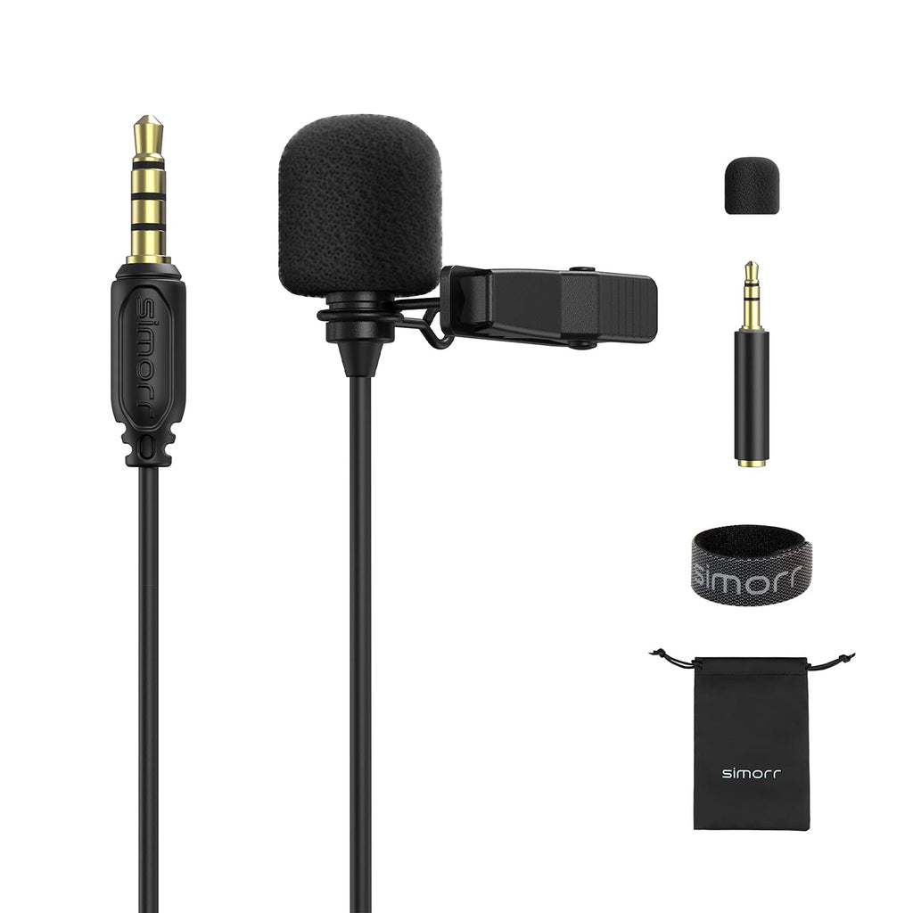 SmallRig Professional 3.5mm TRS/TRRS Lavalier Lapel Microphone, Mini Omnidirectional Condenser Noise Cancelling Mic for Smartphone, Recording Clip on Mic for YouTube Video Conference, Vlogging 3388B