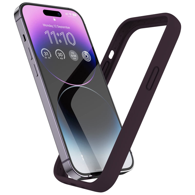 K TOMOTO Compatible iPhone 14 Pro Bumper Case (6.1 Inch), Liquid Silicone Bumper Case [Shock-Absorb] [Raised Edge Protection] [Drop Protection] [Silky and Soft Touch] Frame Bumper Case, Dark Purple Dark Purple