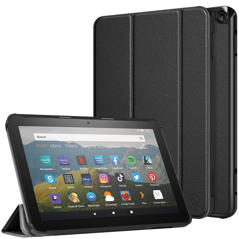 Fintie Slim Case for Kindle Fire HD 8 & Fire HD 8 Plus Tablet (12th Generation 2022 & 10th Generation 2020 Release) - Ultra Lightweight Slim Shell Stand Cover with Auto Wake/Sleep,Black Black