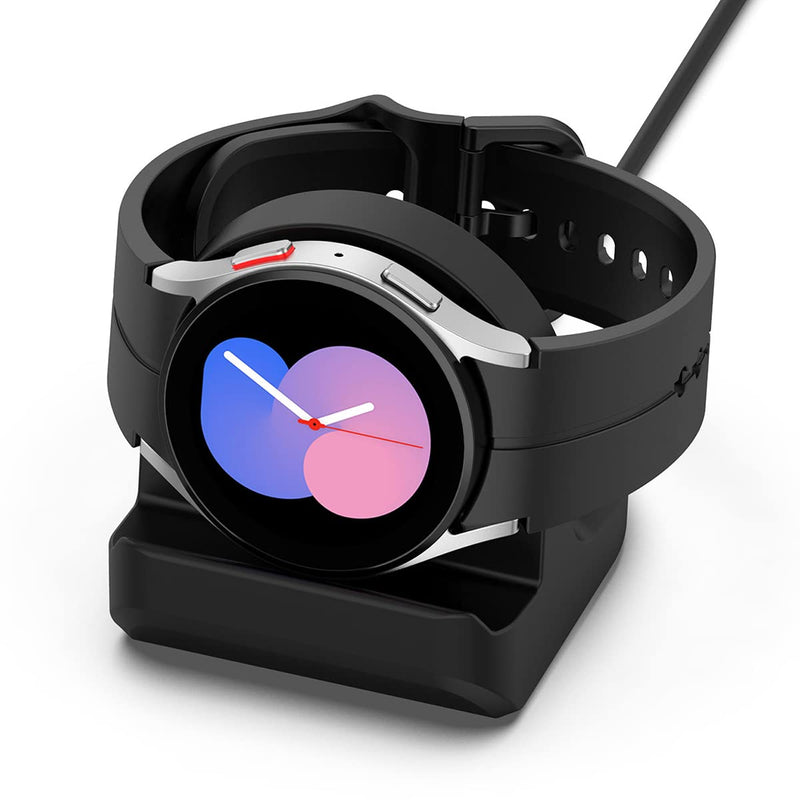 Charger Stand for Galaxy Watch 5/5 Pro, Silicone Charging Stand Dock Holder for for Samsung Galaxy Watch 5 40mm 44mm & Galaxy Watch 5 Pro 45mm (Black) Black