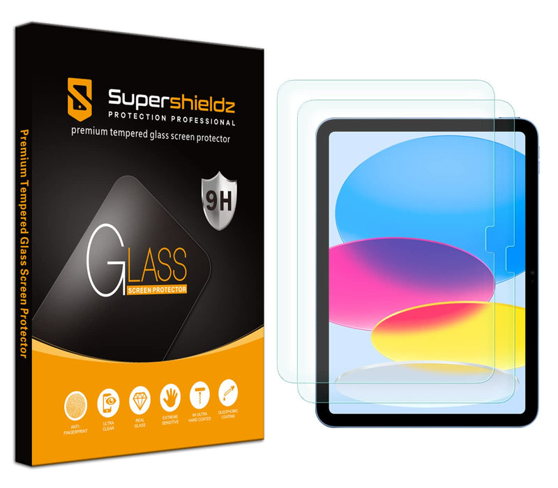 (2 Pack) Supershieldz Designed for New iPad 10th Generation 10.9 Inch (2022) Screen Protector, (Tempered Glass) Anti Scratch, Bubble Free