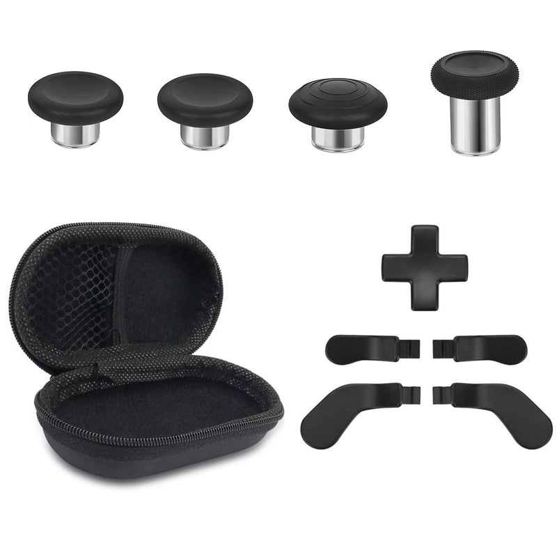 Metal Replacement Thumbsticks for Xbox Elite Controller Series 2 Core,Component Pack Includes 4 Swap Magnetic Joysticks,4 Paddles,1 Standard D-Pads, Accessories Parts for Xbox One Elite 2 (Black) BLACK