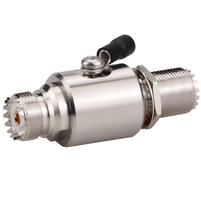 Whisary UHF Lightning Arrestor PL-259 Lightning Surge Protector UHF Female to Female Bulkhead for HAM Radio Gear，CB Ham Two-Way Base Stations