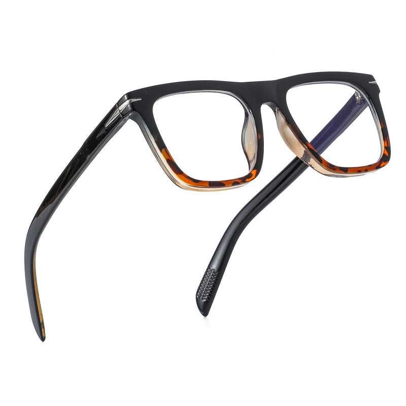 NIDOVIX Trendy Square Blue Light Blocking Glasses for Men Women, Fashion Frame Non-prescription Computer Glasses Black/Tortoise 50 Millimeters