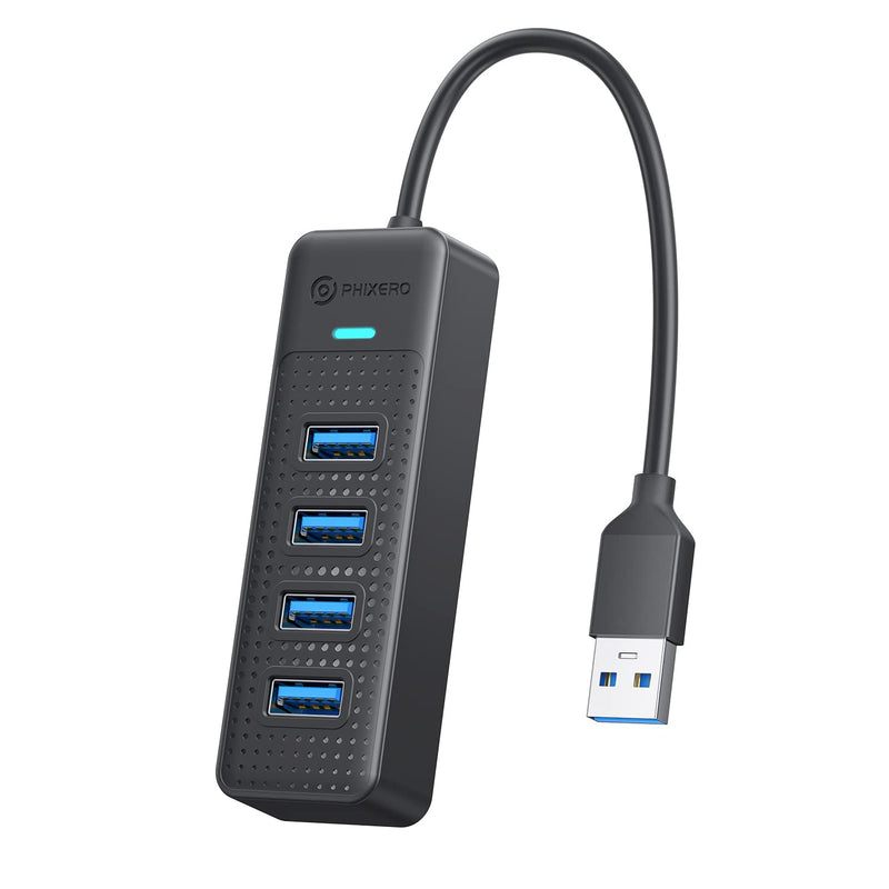 USB Hub, PHIXERO 4-Port USB 3.0 Hub Multi USB Port Expander, Fast Data Transfer USB Splitter for Laptop, Compatible with All USB Port Device