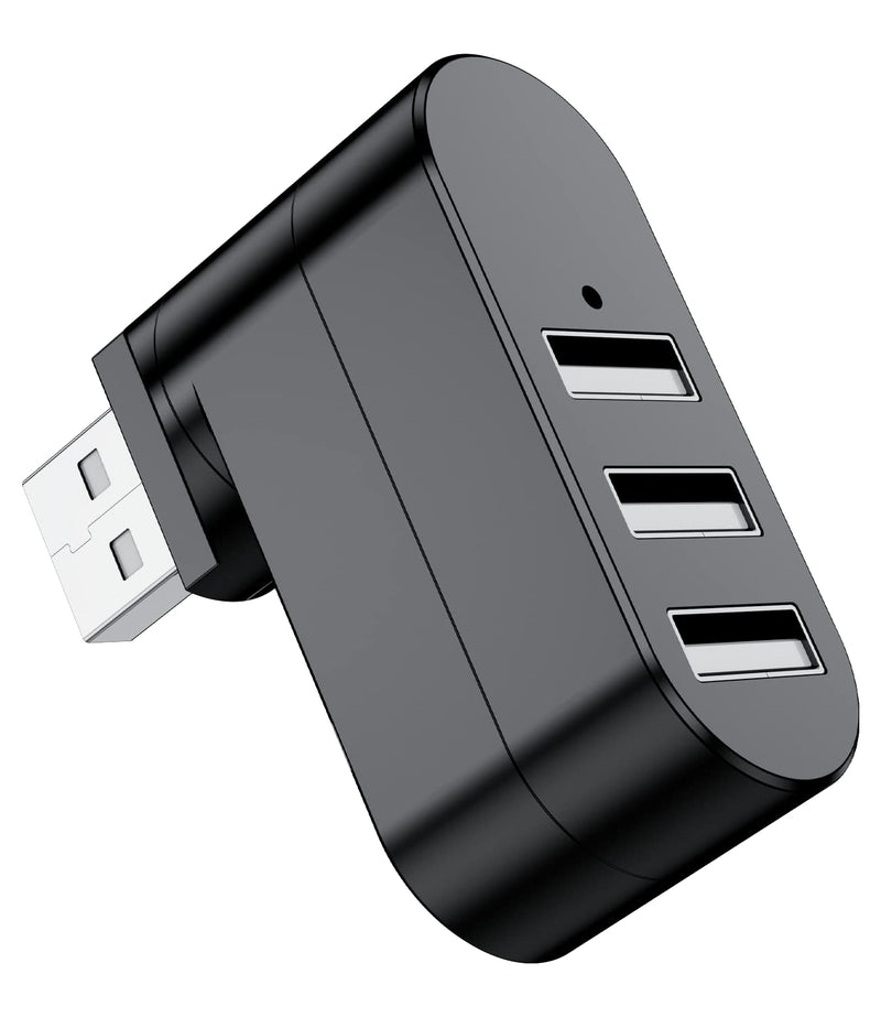 USB Port Splitter, BERLAT 3 Port USB 2.0 Expander Splitter [90°/180° Degree Rotatable] for Laptop, Xbox, Wii, PS3, PC, MAC, Mac Book, Tablet, Tab, Console, Printer, Camera - Black
